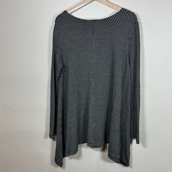 Bryn Walker Black White Polka Dot Asymmetrical Hem Scoop Neck Tunic Top M - Picture 6 of 10